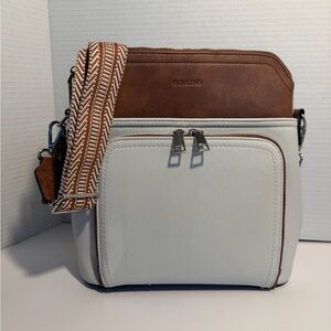 Brown and White Crossbody Bag